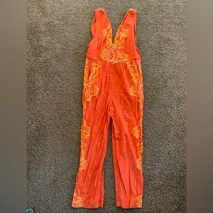 Orange free people jumpsuit